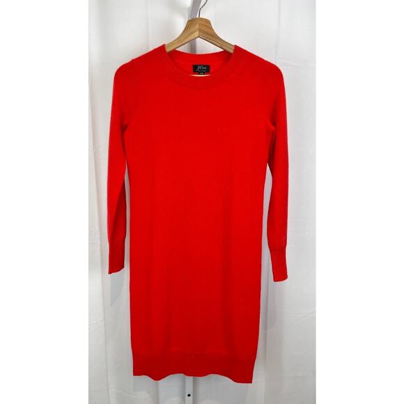 J.Crew Long Sleeve Everyday Cashmere Crewneck Dress AF263 Red Orange 2XS XXS - Picture 11 of 11